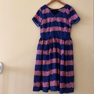 Floral blue and pink dress - Size M